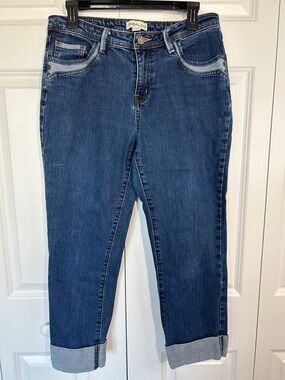 Tribal Dark Blue Cropped Roll‑Cuff Jeans